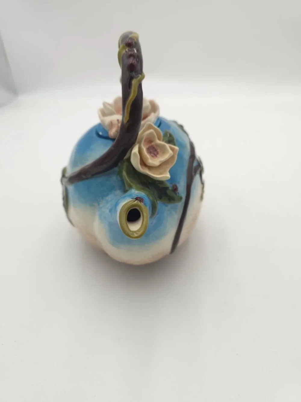 Blue Sky Heather Goldminc Bee Teapot Ceramic Floral Bee Hive Teapot 2013
